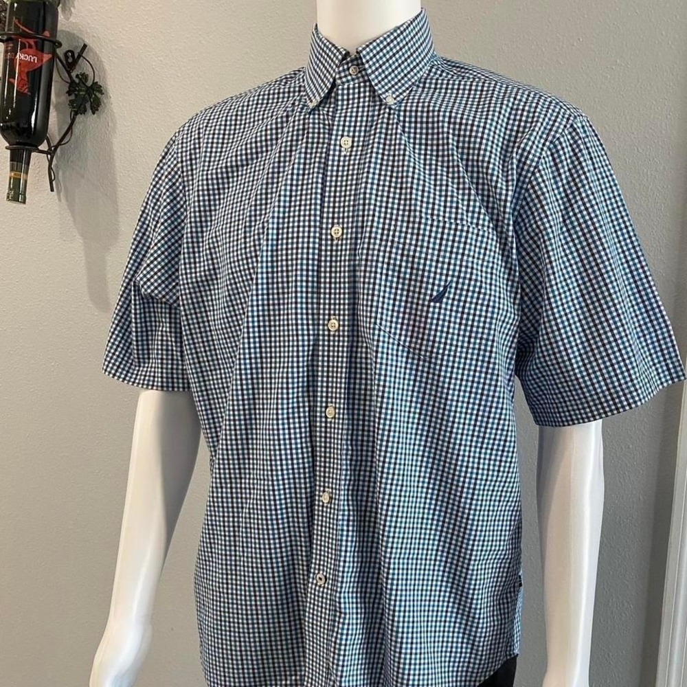 Nautica‎ Men's Navy Checkered Button Down Shirt
